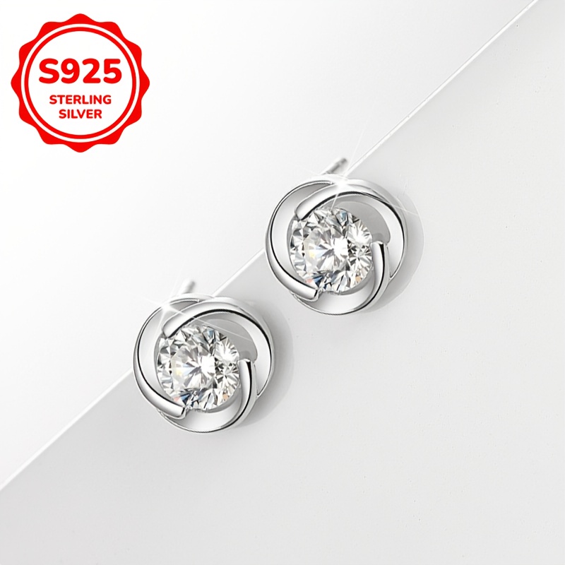 925 Silver Rose Synthetic Zirconia Earrings